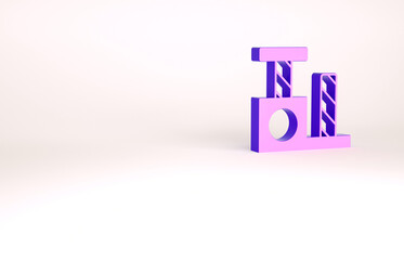 Purple Cat scratching post with toy icon isolated on white background. Minimalism concept. 3d illustration 3D render