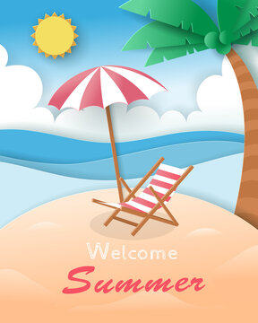 Vector of Summer poster, banner summer travel.
