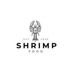 Lobster Shrimp Crab Drawing Logo Vector Illustration Template Icon Design 