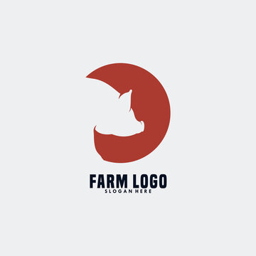 head pig silhouette logo design