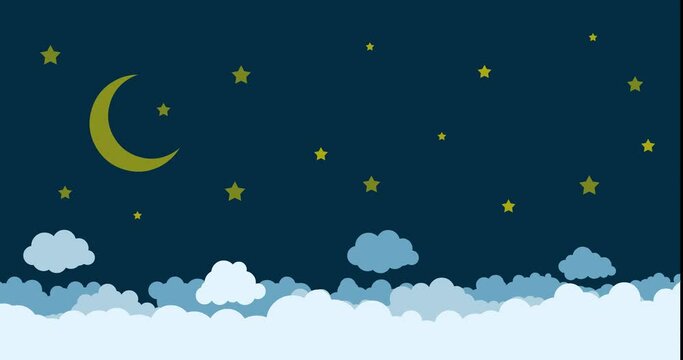 night sky moon star cloud background animation