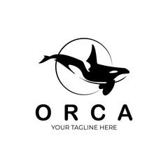 Orca Whale logo vector illustration design, Sea Black and White logo © HFZ13