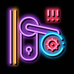 Fototapeta na wymiar pests in keyhole neon light sign vector. Glowing bright icon pests in keyhole sign. transparent symbol illustration