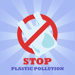 Plastic bag. Prohibition sign. No symbol. Banner. Stop plastic pollution.