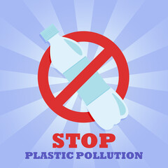 Plastic bottle 0.5. Prohibition sign. No symbol. Banner. Stop plastic pollution