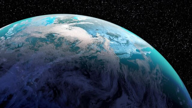 Complete seamless cycle of the Earth's daily rotation in one minute. The border of night and day on the surface of the Earth is visible.