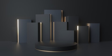 3D rendering of black geometry background