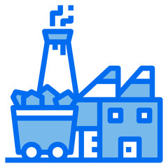 Coal factory blue line icon