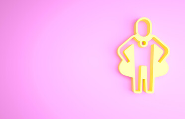 Yellow Head hunting icon isolated on pink background. Business target or Employment sign. Human resource and recruitment for business. Minimalism concept. 3d illustration 3D render