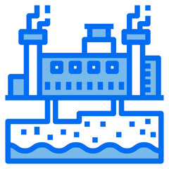 Obraz premium Geothermal power plant blue line icon