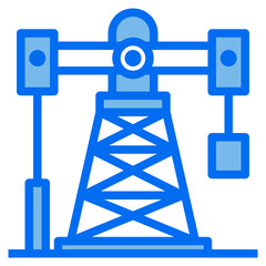 Oil rig blue line icon