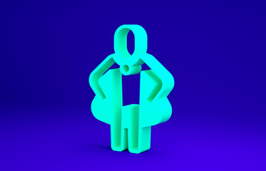 Green Head hunting icon isolated on blue background. Business target or Employment sign. Human resource and recruitment for business. Minimalism concept. 3d illustration 3D render