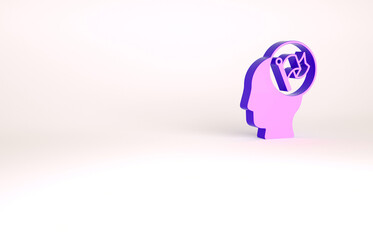 Purple Hand holding flag icon isolated on white background. Victory, winning and conquer adversity concept. Minimalism concept. 3d illustration 3D render