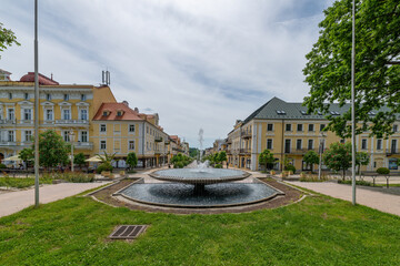 Architecture in the center of famous great Czech spa city Františkovy Lázně (Franzensbad) -...
