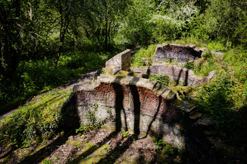 Newburn UK: 24th May 2021: Ruins of Throckley Isabella Colliery Coke Ovens in North England