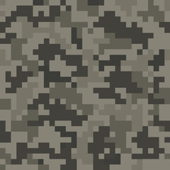 Khaki digital pixel camouflage, military seamless pattern