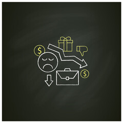 Motivation chalk icon. Reduce work motivation. Work trouble. Unhappy workers. Efficiency decline.Universal basic income concept. Isolated vector illustration on chalkboard