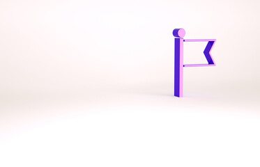 Purple Flag icon isolated on white background. Victory, winning and conquer adversity concept. Minimalism concept. 3d illustration 3D render