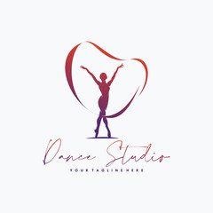 Fitness Gymnastic With Ribbon Logo Design