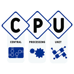 CPU - Central Processing Unit acronym. business concept background.  vector illustration concept with keywords and icons. lettering illustration with icons for web banner, flyer, landing pag