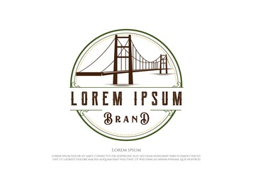 Vintage Retro Bridge Badge Emblem Logo Design Vector