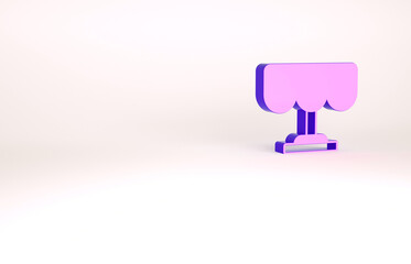 Purple Wooden table icon isolated on white background. Street cafe. Minimalism concept. 3d illustration 3D render