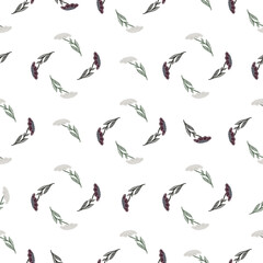 Abstract geometric seamless pattern with little flowers shapes. Isolated floral print in creative style.