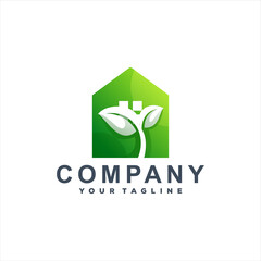 green house gradient logo design