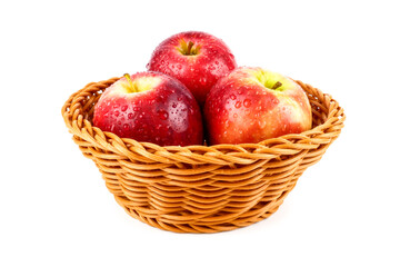 Red apples pink lady (Malus domestica Cripps Pink) isolated on white background. Organic fruits for a healthy diet and lifestyle