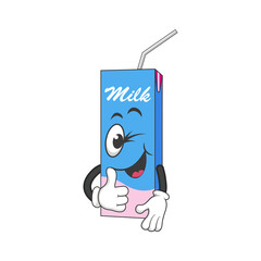 Milk box mascot cartoon thumbs up vector graphics