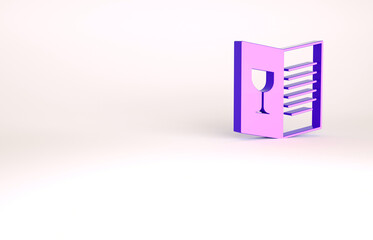 Purple Restaurant cafe menu icon isolated on white background. Minimalism concept. 3d illustration 3D render