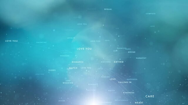 Romantic thank you and love you word cloud animation background.