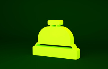 Yellow Hotel service bell icon isolated on green background. Reception bell. Minimalism concept. 3d illustration 3D render