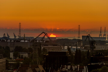 sunset over the harbor