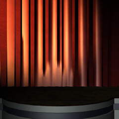 3D Stage with red curtains