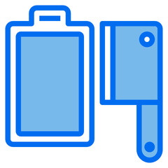chopping boardcleaver blue line icon