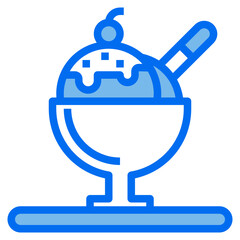 ice cream blue line icon