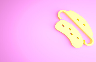 Yellow Hotdog sandwich icon isolated on pink background. Sausage icon. Fast food sign. Minimalism concept. 3d illustration 3D render