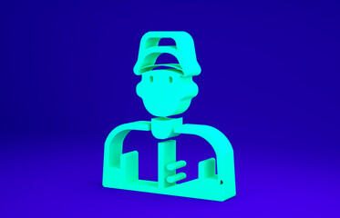 Green Baseball player icon isolated on blue background. Minimalism concept. 3d illustration 3D render