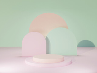 3d Render Podium Product Stand, abstract Background Presentation Scene showcase Shopfront Display Luxury Geometric minimal design.