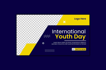 International Youth Day Youtube Thumbnail Design and Web Banner