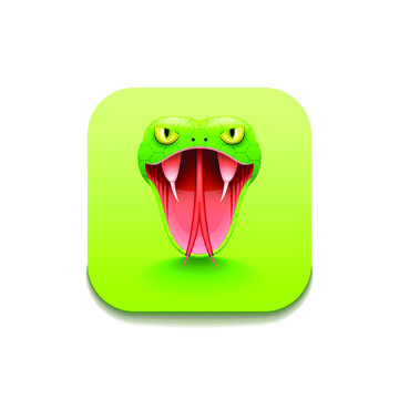 Green Snake Head With Open Mouth Logo Vector Symbol Icon Design Style For Application Smartphone Telephone
