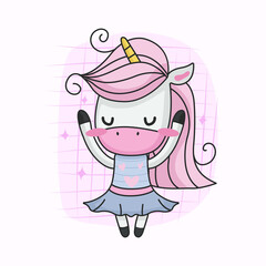 Cute unicorn dancing ballet music