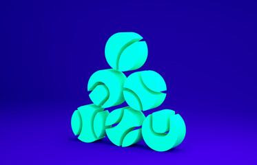 Green Baseball ball icon isolated on blue background. Minimalism concept. 3d illustration 3D render
