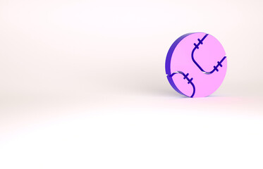 Purple Baseball ball icon isolated on white background. Minimalism concept. 3d illustration 3D render