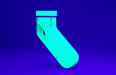 Green Baseball sock icon isolated on blue background. Minimalism concept. 3d illustration 3D render