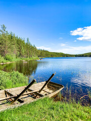 Fototapeta na wymiar a sunny day on a Swedish lake