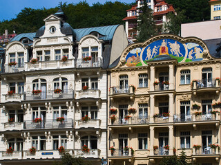 Hotels façade, Karlovy Vary, Czech Republic