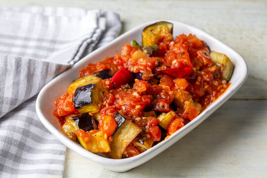Traditional Turkish food; eggplant meze (Turkish name; saksuka)