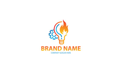Fire flame idea logo and icon design